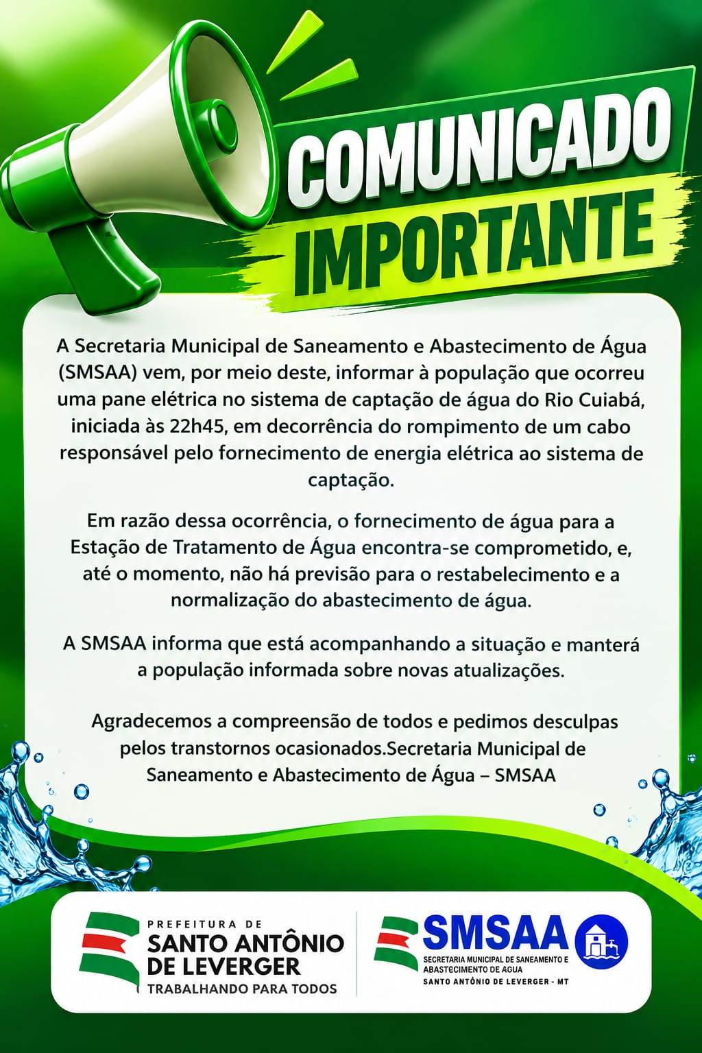 Interrupção de água